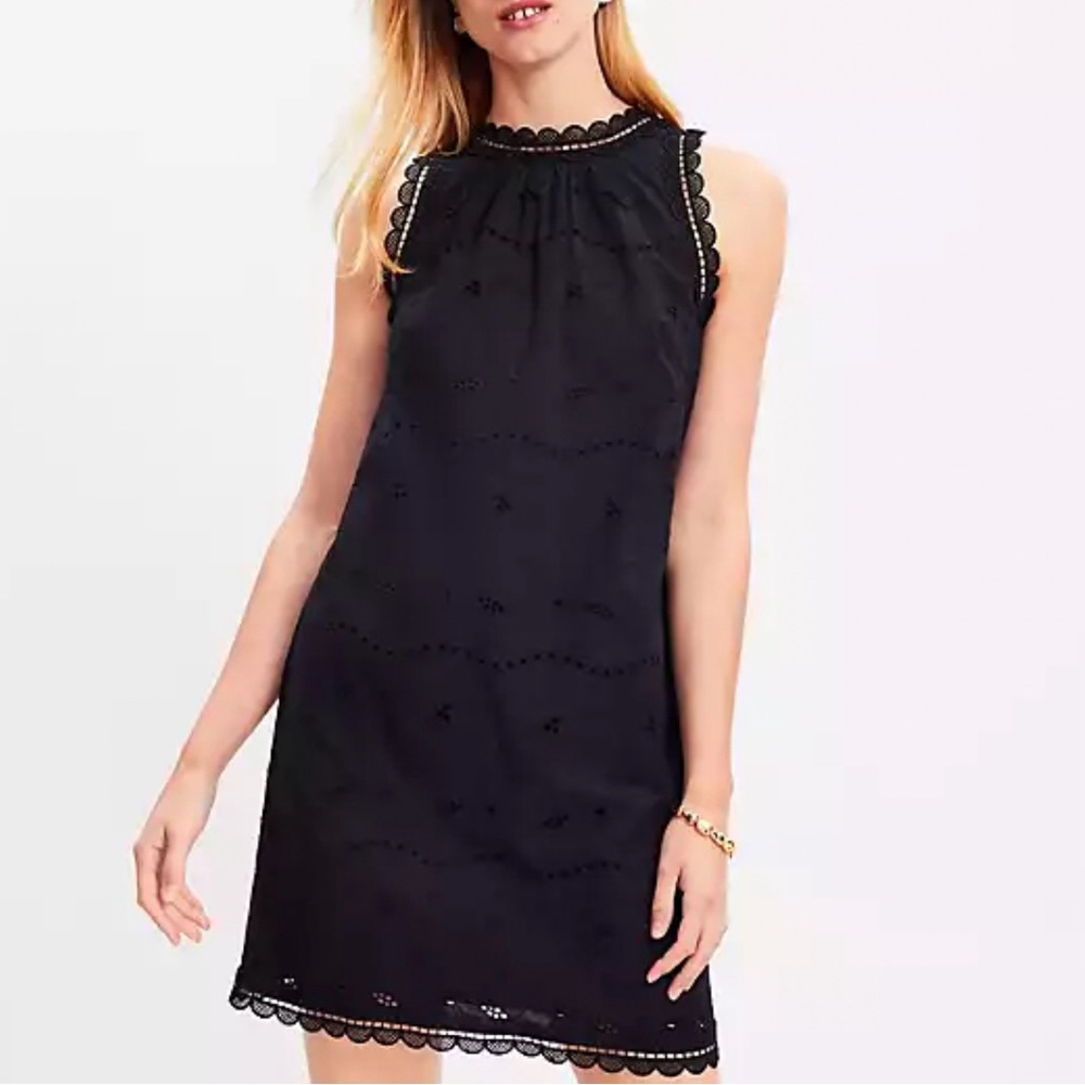 Eyelet Lace Trim Shift Dress